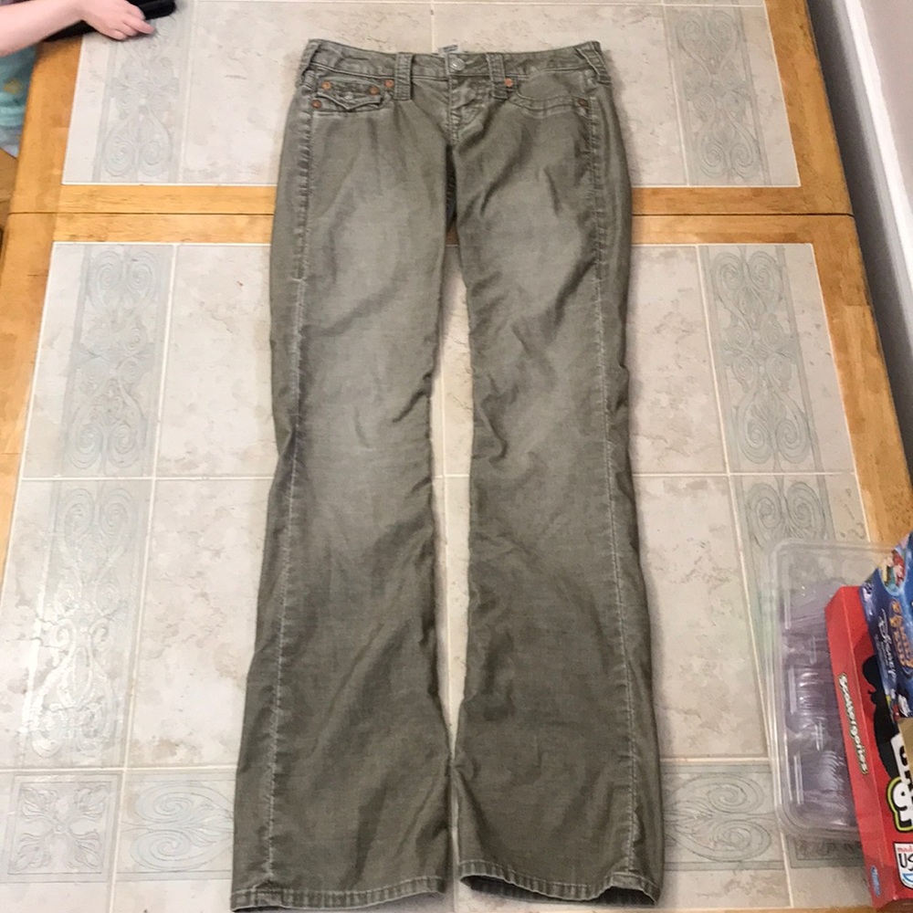 True Religion Becky Pants Green Corduroy